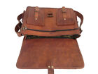 15 In Leather Briefcase Messenger Bag Office Laptop Satchel School Shoulder Bags