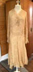 Vintage 1920s 1930s Lace Drop Waist Lace Dress Handkerchief Hem B 38