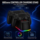 Ps4 Controller Charger Dual Usb Fast Charging Station Dock Led Black