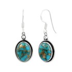 Blue Copper Turquoise 925 Sterling Silver Handmade Dangle Women Fine Earrings