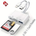 Usb C Sd Card Reader For Iphone  Ipad  Android Dual Port Tf sd Card Adapter New
