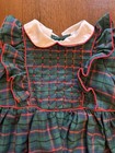 Vtg Polly Flinders Hand Smocked Dress Size 4 Green Tartan Plaid Christmas Red