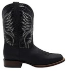 Men Genuine Leather Silverton Western Square Toe Black Boots Quality Handcrafted