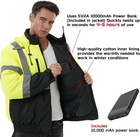 Professional Level Heated Jacket  Class 3 Hi-vis Waterproof  3m Reflective Tape 