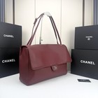 Women s Elegant Burgundy Pebbled Leather Oversized Long Flap Shoulder Handbag