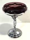 Art Deco Farber Bros  New York Chrome Candy Dish Glass Bowl Figural