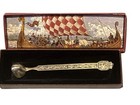 Vintage Konge Tinn Norway Pewter Candle Snuffer Archer Figure Pattern In Box