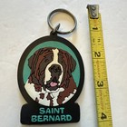Saint Bernard Keychain Etched Rubber Vintage 90 s Swibco Dog Keyring Nos
