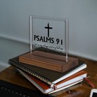Psalm 91 Desk Sign Christian Bible Verse Home Office Decor Acrylic Clear