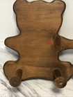 Vintage Dark Wood Baby Nursery 2 Teddy Bears Hearts 4 Peg Wall Hanging 80s