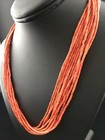 Native Stabs Orange Coral Heishi 10s Sterling Silver Necklace 20    10037