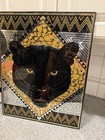 Vintage 80   s-art Deco- Style Black Panther Gold And Black Mirror Rare
