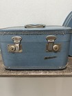 Vintage Blue Monarch Cosmetic Travel Train Case No Key W  Extra Carry Case