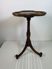Vtg Trefoil Pedestal Side Table Clover Colonial Revival Plant Stand Wood Boho