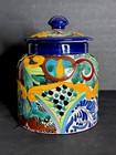Mexican Talavera Pottery Canister Lidded Jar Large Hand Painted Ceramic Folk Art