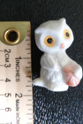 Vintage White Porcelain Miniature Owl Holding A Drum Figurine 1 5 Inches Cute 