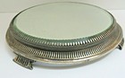 Heavy Vintage Steel Metal Round Vanity Dresser Mirror W  Legs
