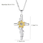 Sterling Silver Sunflower Women s Necklace  Cross Necklace  Adjustable 20in