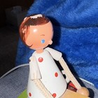 Antique Vtg Wooden Pull Toy Seesaw teeter Totter With Boy Girl Multi-color