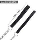 50  Heavy Duty Chain Dog Pet Leash W  Black Leather Strap Strong Holding