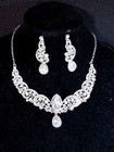 Clear Crystal Choker Rhinestone Necklace Earring Set Bridal Prom Pageant