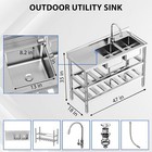 Stainless Steel Commercial Sink Kitchen Utility Sink 2 Compartment W  Prep Table