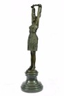 Tall 19  Signed Chiparus Flower Dancer Bronze Statue Sculpture Figurine Statue