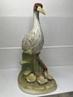 Porcelain Sandhill Crane Bird Figurine Flower Base 8 Inch Tall