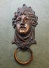 Beautifully Cast Antique German Victorian Goddess Brass Bronze Lady Door Knocker
