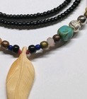 Native American Usa Handmade Feather   Trade Bead Necklace 