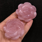 2  Natural Hand Carved Pink Rose Quartz Crystal rose Flower Home Decor Gift 1pc