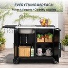 Grill Rolling Cart W  Sink  Wheels  Storage For Outdoor Camping Garden Cooking