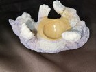 Vintage 1990 Figurine Ceramic Playful Kitty With Round    Soap Holder 