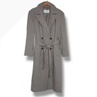 Vintage Jones New York Trench Coat Women s 10 Double Breasted Belted Taupe Beige