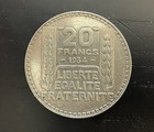 France 20 Francs 1934 Third Republic Silver Coin 0 680 Fine Km 879