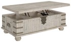 Carynhurst Lift Top Rustic Farmhouse Cocktail Table  Antique Off White