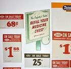 Vintage Rexall Drug Store Sale Signs Shelf Tags Laxative Medicine Lot Of 15