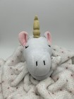 Elle   Jaye Unicorn White Pink Grey Security Blanket Plush Baby Lovey Square