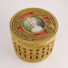 Antique French Miniature Portrait Box Pink Enamel Gilt Bronze Ormolu Glass