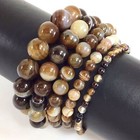 Handmade Natural Brown Stripe Agate Stretch Bracelet Beads 4mm 6mm 8mm 10mm 12mm