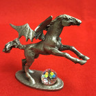 Vtg Spoontiques 506 Pewter Miniature Pegasus Flying Horse Crystal Orb Figurine