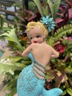 Retro Vintage Mom And Children Mermaid Wall Plaque Set With Bubbles