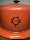 Vintage West Bend Aluminum Dome Cake Cover Carrier Lid Locks Harvest Red