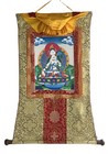 Hand-painted White Tara Tibetan Thangka Buddhist Goddess Art With Silk Brocade