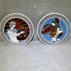 Lot Of 2 Vintage Greek Ceramic Art Tile Coasters Greece Grecian