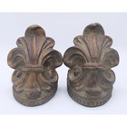 Antique French Cast Iron Fleur De Lis Bookends