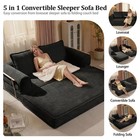 79  Futon Sofa Bed 5-in-1 Convertible Pull Out Folding Sleeper Corduroy Black