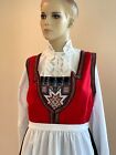 Authentic S m Norwegian Hardanger New Bunad Pre Worn Blouse   Beading Norway