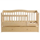 Fence Pine Toddler Bed Wood Painted With Bottom Drawer Side Car Kid Bed Natural