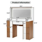 Modern Elegant Vanity Table With Large Lighted Mirror   Power Outlet